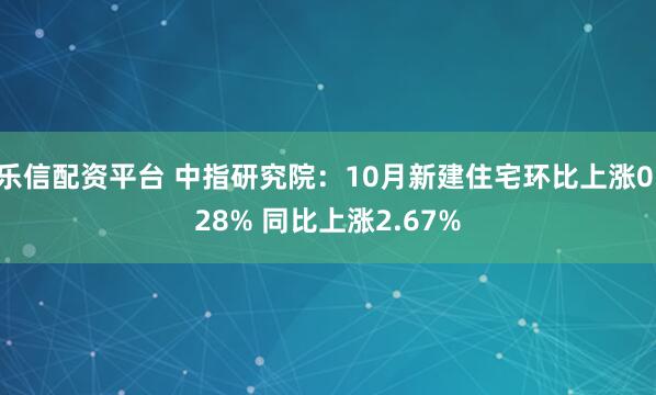 乐信配资平台 中指研究院：10月新建住宅环比上涨0.28% 同比上涨2.67%