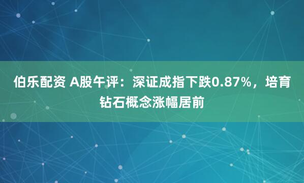 伯乐配资 A股午评：深证成指下跌0.87%，培育钻石概念涨幅居前